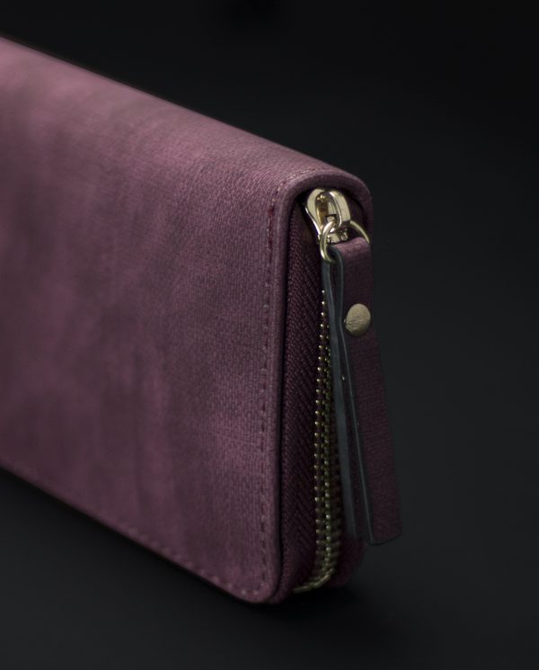 Cleo Faux Suede Wallet In Maroon - 1