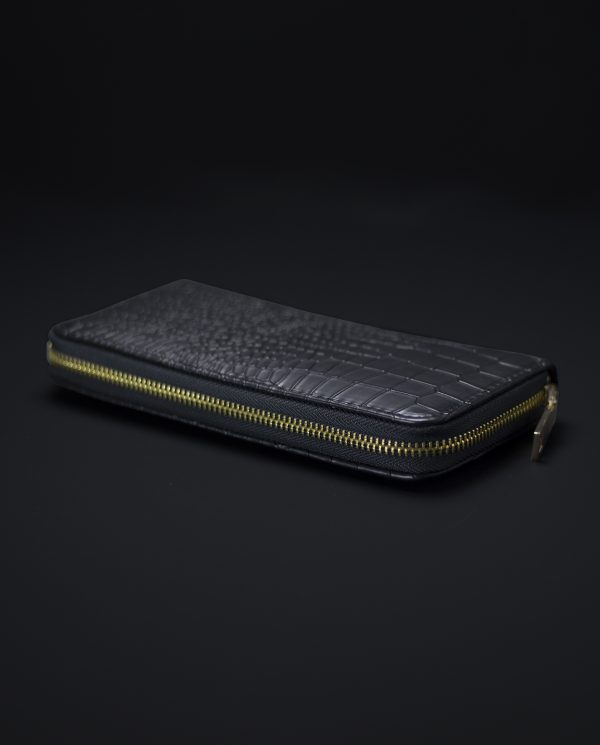 Prisma Faux Croc Skin Wallet In Black - 1