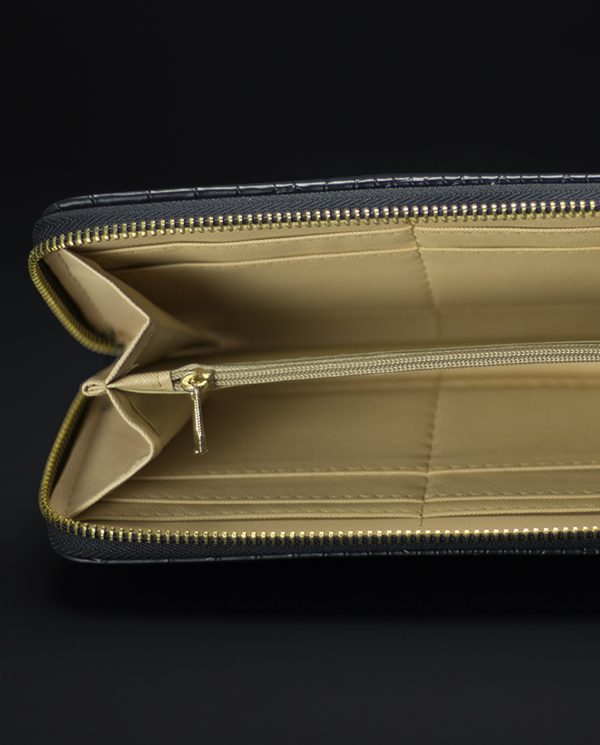 Prisma Faux Croc Skin Wallet In Black - 3