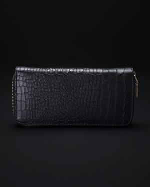 Prisma Faux Croc Skin Wallet In Black