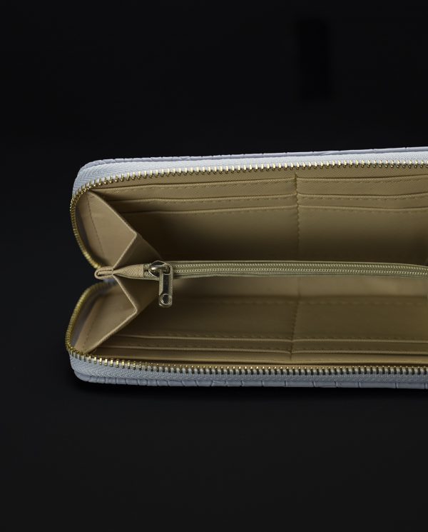 Prisma Faux Croc Skin Wallet In Grey - 2