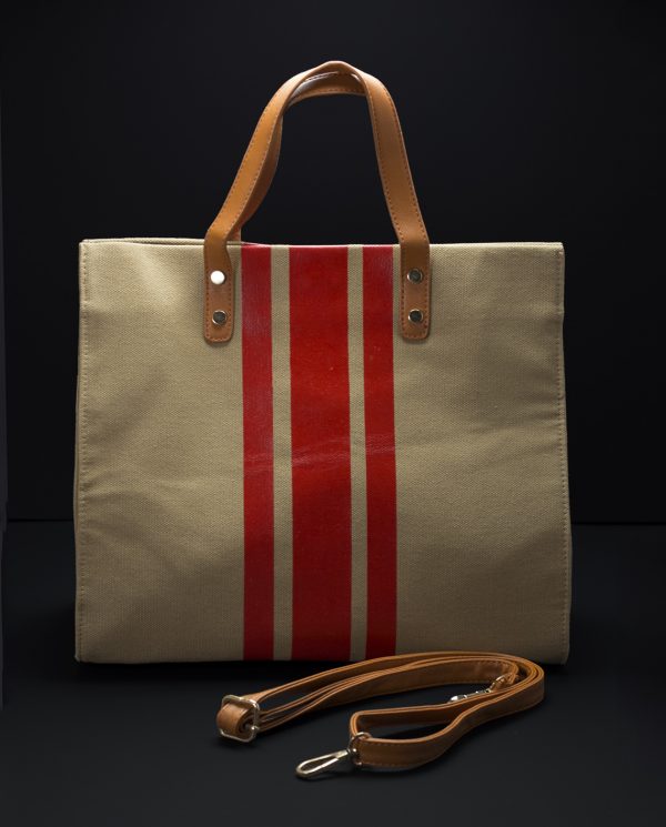 The Prospect Carryall Tote In Khaki & Red